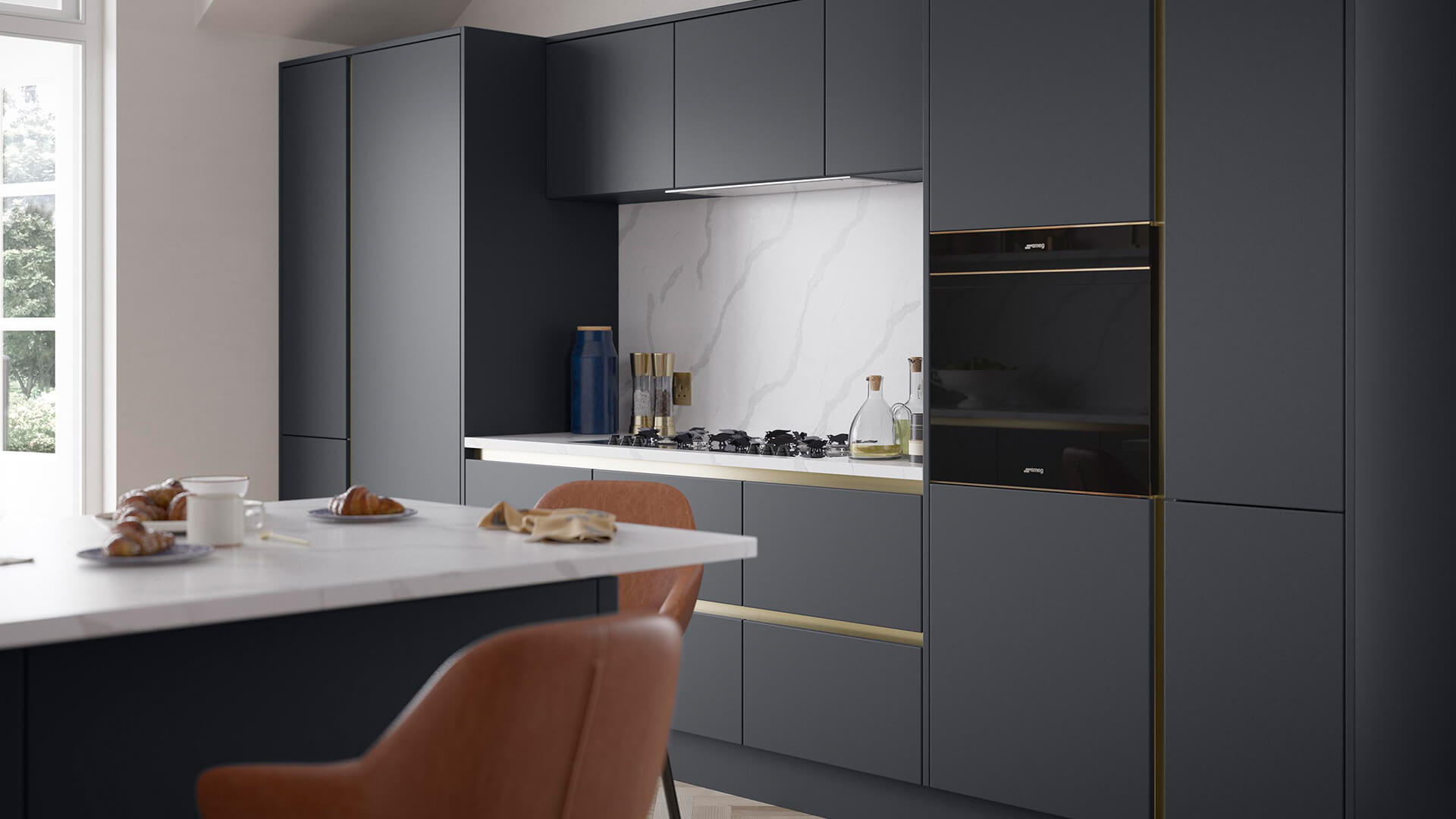 Zola Soft Matte Handleless Indigo Good Brother Kitchens